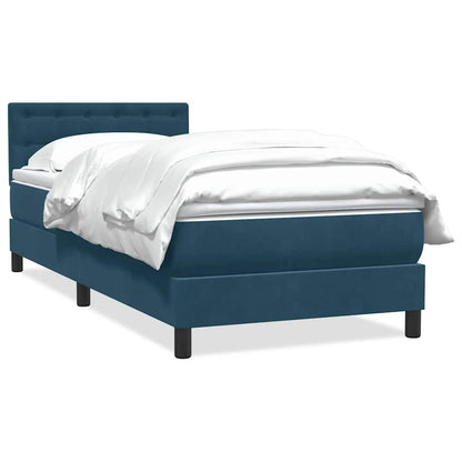 Giroletto a Molle con Materasso Blu Scuro 90x210 cm Velluto