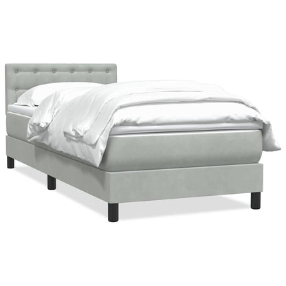 Giroletto a Molle con Materasso Grigio Chiaro 100x210cm Velluto