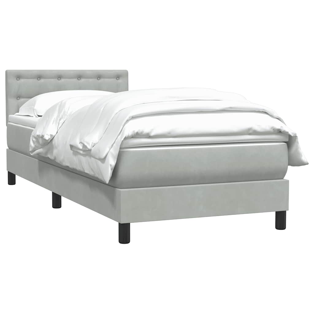 Giroletto a Molle con Materasso Grigio Chiaro 100x210cm Velluto