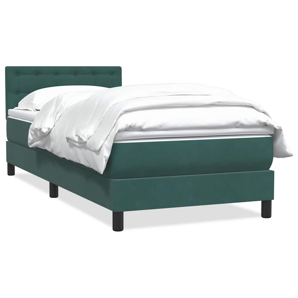 Giroletto a Molle con Materasso Verde Scuro 100x210 cm Velluto