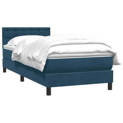 Giroletto a Molle con Materasso Blu Scuro 100x210 cm in Velluto