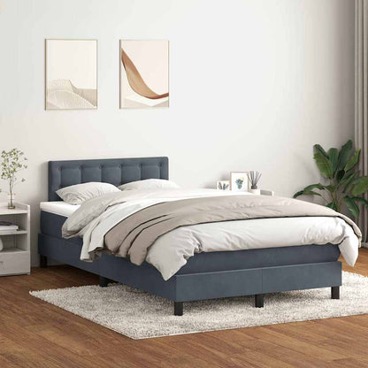 Giroletto a Molle con Materasso Grigio Scuro 120x210 cm Velluto
