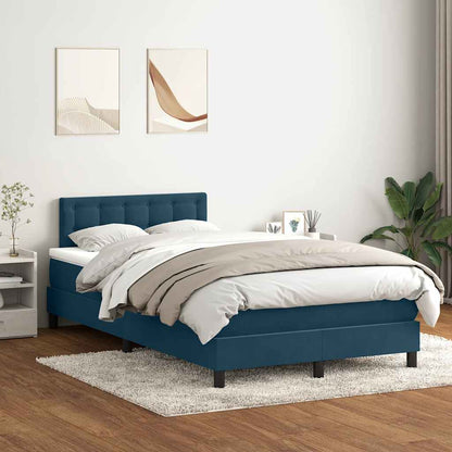 Giroletto a Molle con Materasso Blu Scuro 120x210 cm in Velluto