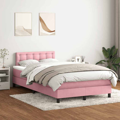 Giroletto a Molle con Materasso Rosa 120x210 cm in Velluto