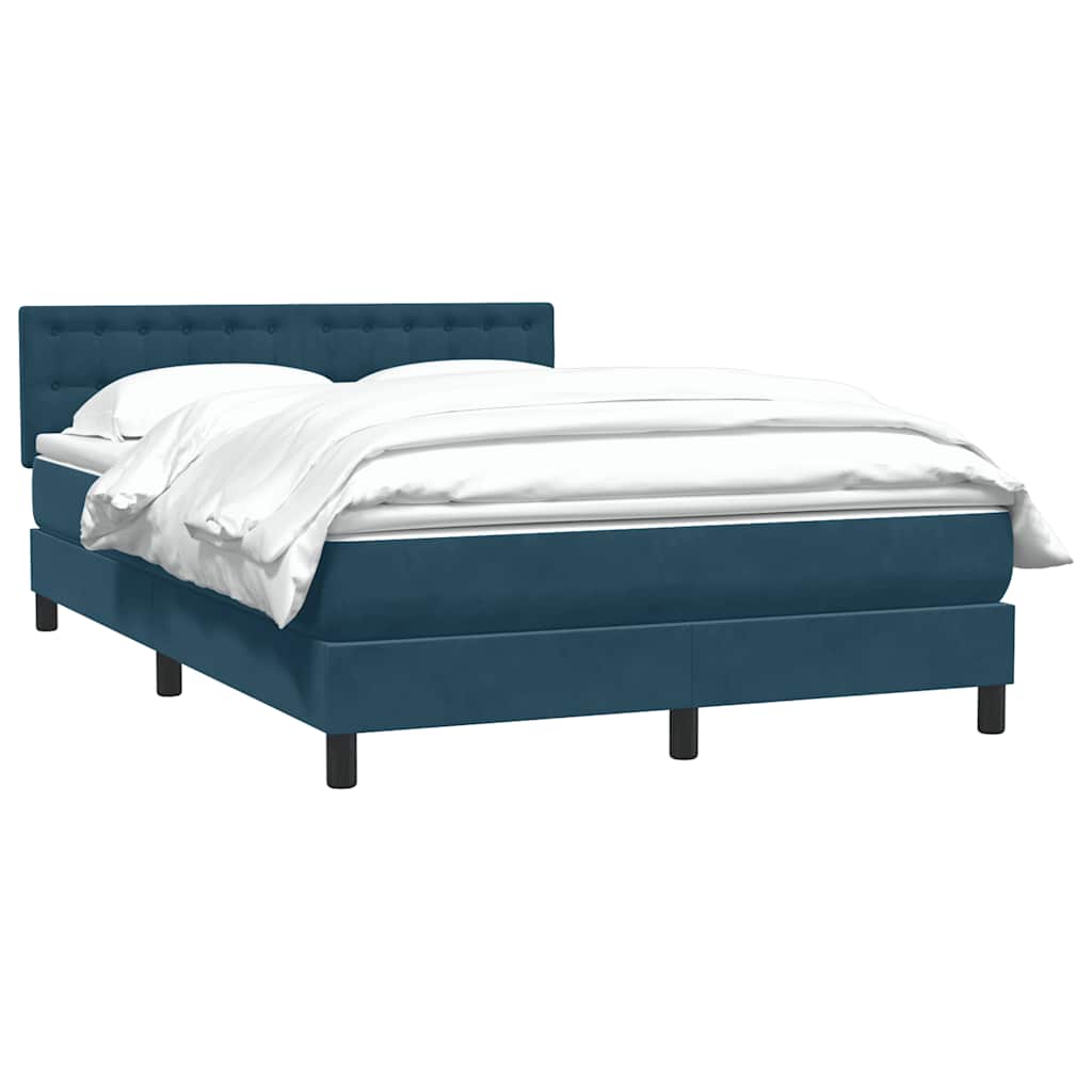 Giroletto a Molle con Materasso Blu Scuro 140x210 cm in Velluto