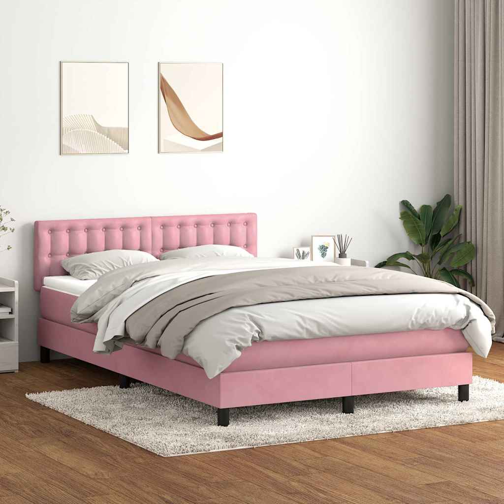 Giroletto a Molle con Materasso Rosa 140x210 cm in Velluto