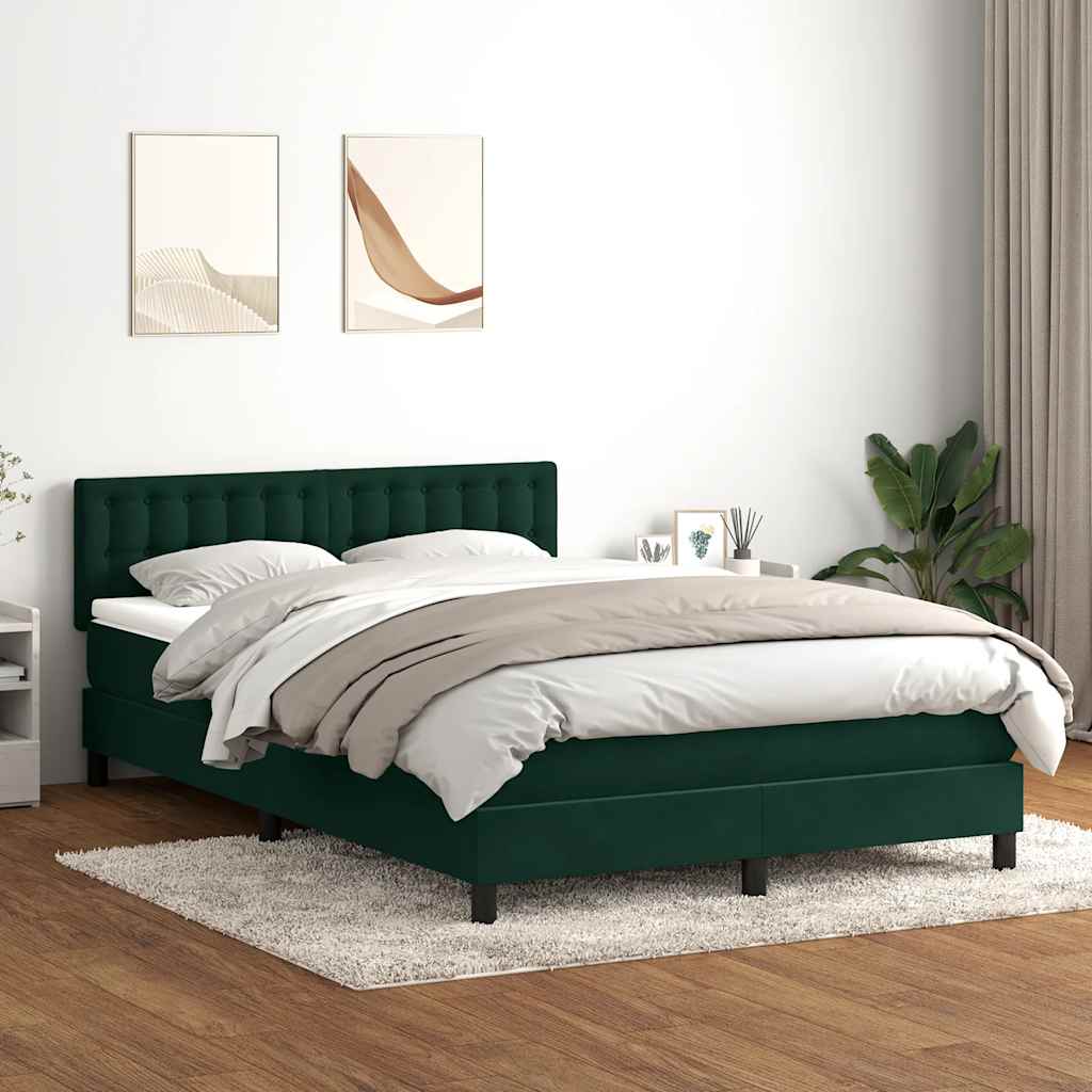 Giroletto a Molle con Materasso Verde Scuro 160x210 cm Velluto