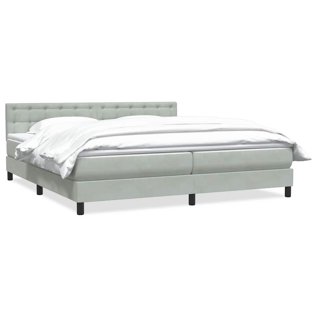 Giroletto a Molle con Materasso Grigio Chiaro 200x210cm Velluto