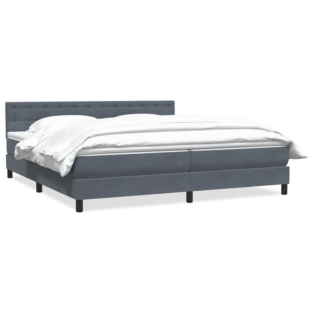 Giroletto a Molle con Materasso Grigio Scuro 200x210 cm Velluto