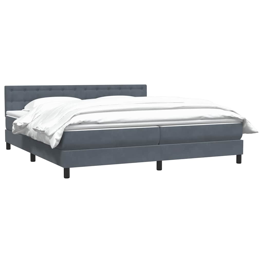 Giroletto a Molle con Materasso Grigio Scuro 200x210 cm Velluto