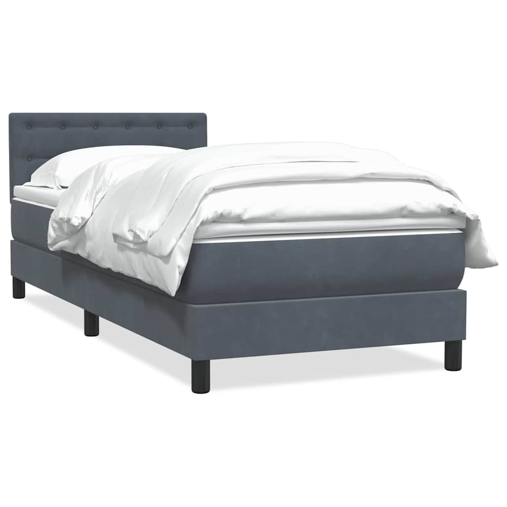 Giroletto a Molle con Materasso Grigio Scuro 80x220 cm Velluto
