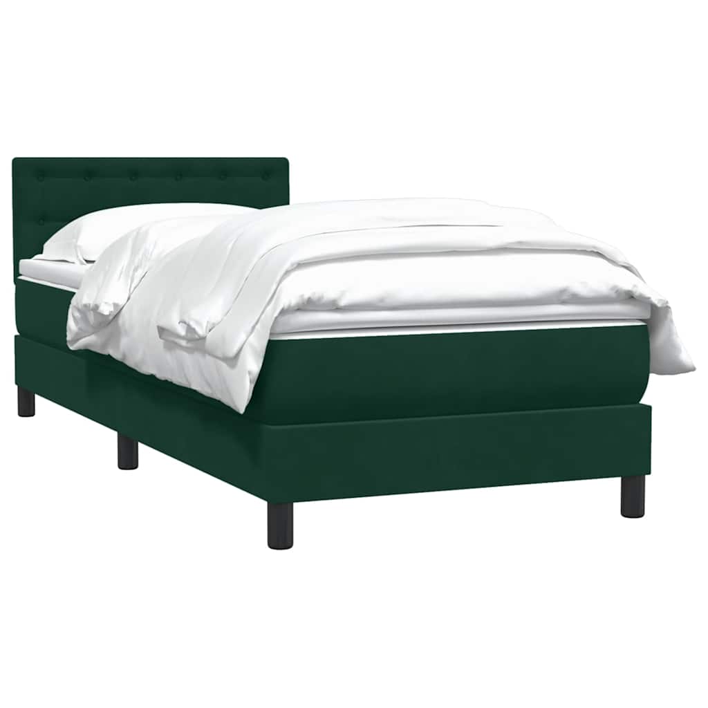 Giroletto a Molle con Materasso Verde Scuro 80x220 cm Velluto