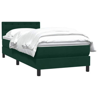 Giroletto a Molle con Materasso Verde Scuro 80x220 cm Velluto