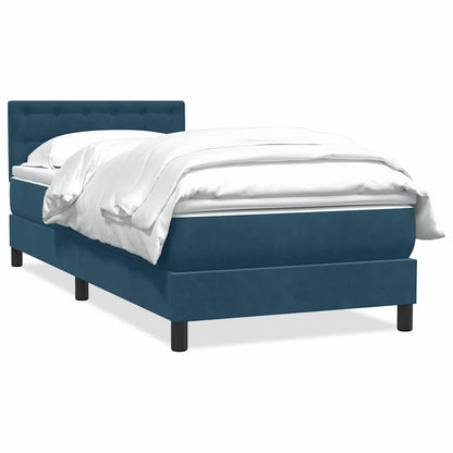 Giroletto a Molle con Materasso Blu Scuro 80x220 cm Velluto