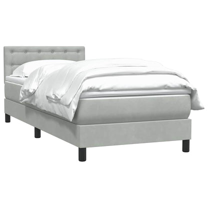 Giroletto a Molle con Materasso Grigio Chiaro 90x220 cm Velluto