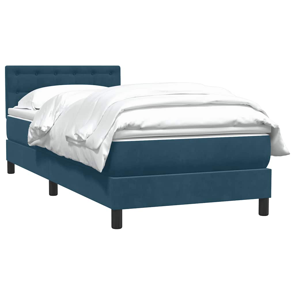 Giroletto a Molle con Materasso Blu Scuro 90x220 cm Velluto