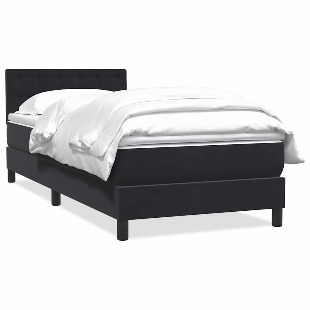 Giroletto a Molle con Materasso Nero 100x220 cm in Velluto