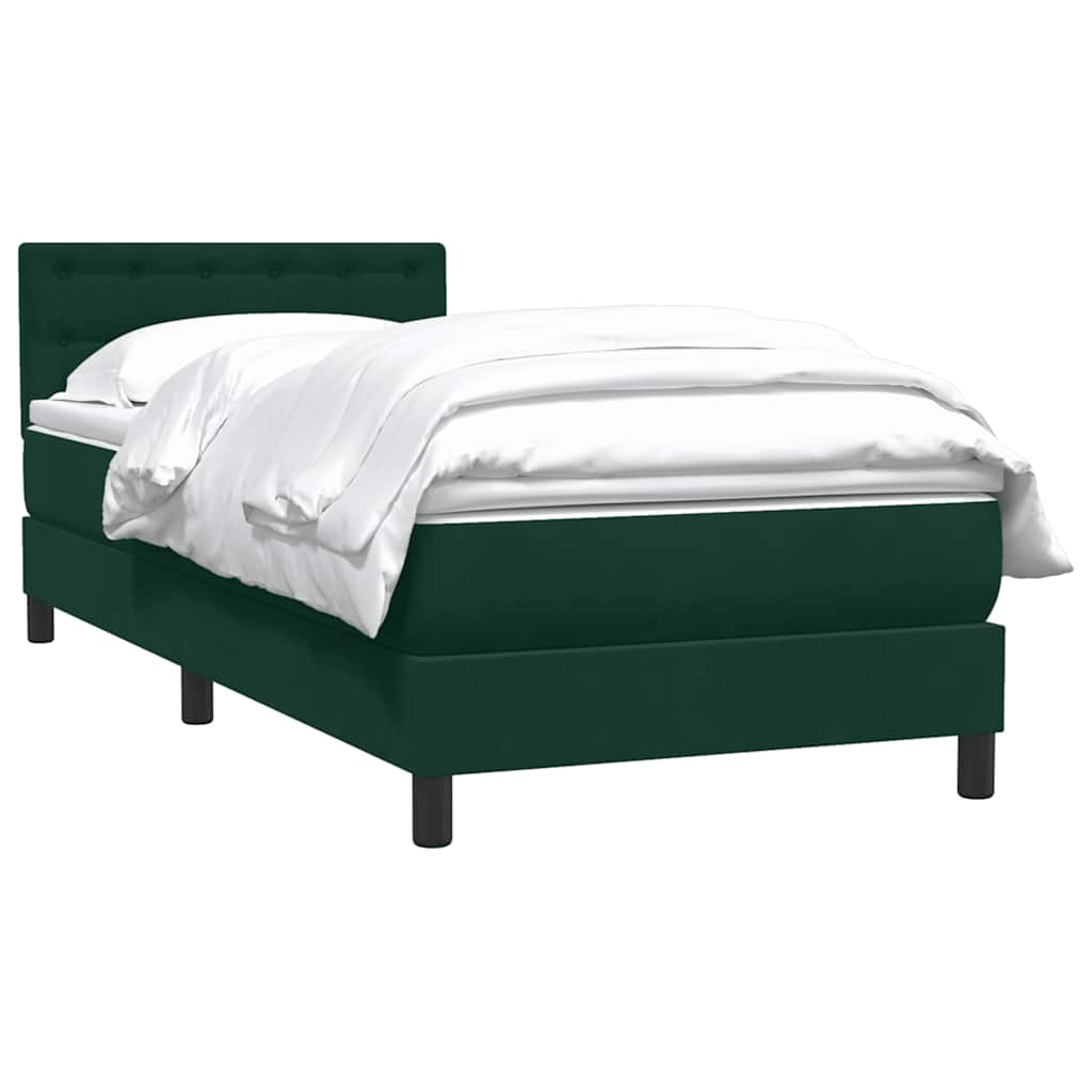 Giroletto a Molle con Materasso Verde Scuro 100x220 cm Velluto