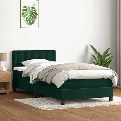 Giroletto a Molle con Materasso Verde Scuro 100x220 cm Velluto