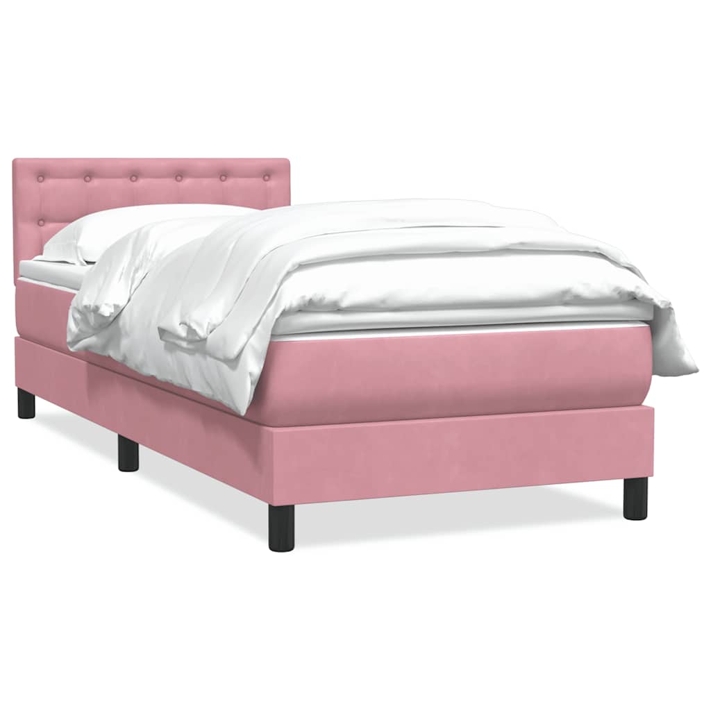 Giroletto a Molle con Materasso Rosa 100x220 cm in Velluto