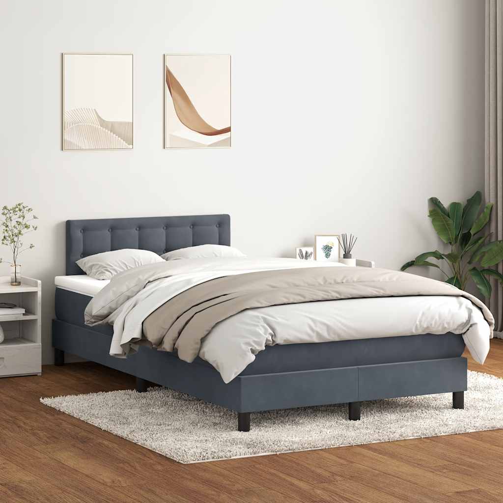 Giroletto a Molle con Materasso Grigio Scuro 120x220 cm Velluto
