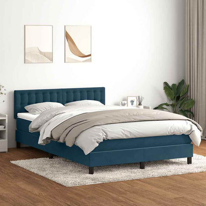 Giroletto a Molle con Materasso Blu Scuro 140x220 cm Velluto