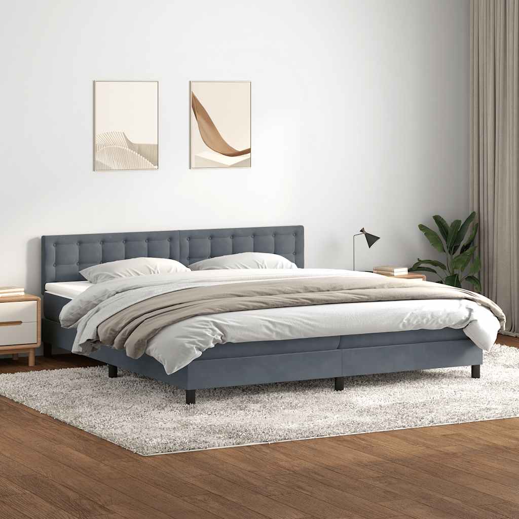 Giroletto a Molle con Materasso Grigio Scuro 180x220 cm Velluto