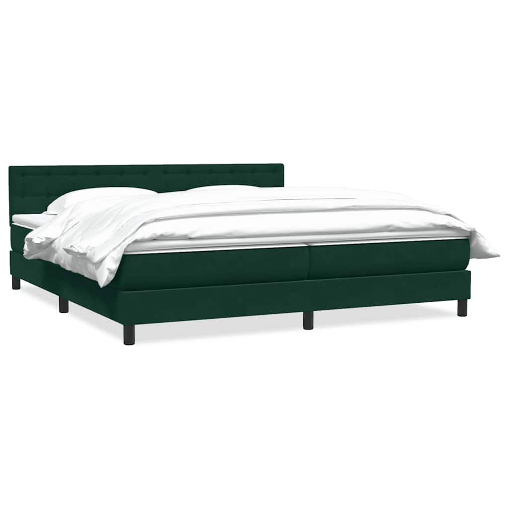 Giroletto a Molle con Materasso Verde Scuro 200x220 cm Velluto