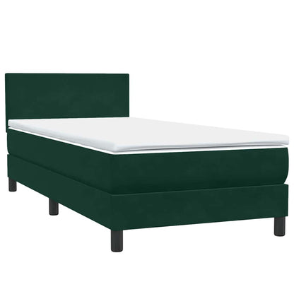 Letto a Molle con Materasso e LED Verde Scuro 80x210 cm Velluto
