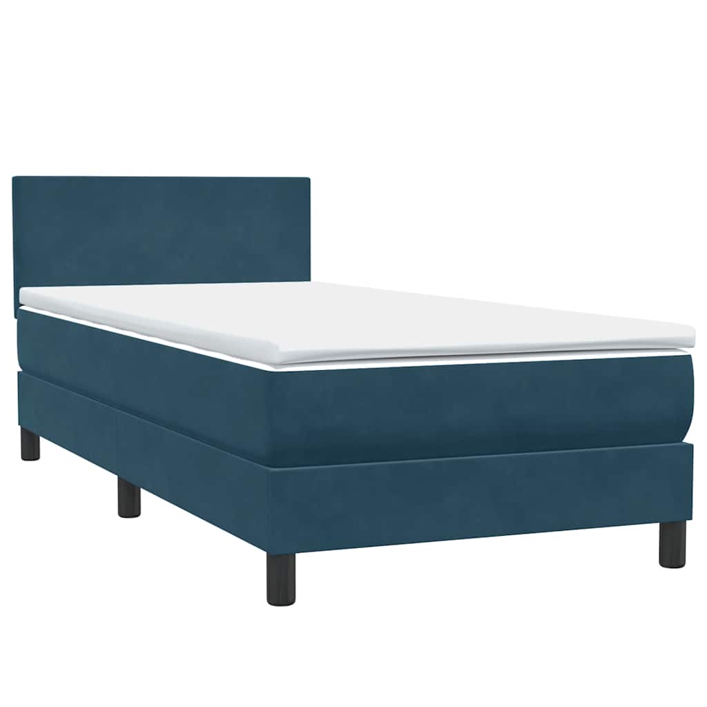 Letto a Molle con Materasso e LED Blu Scuro 80x210 cm Velluto