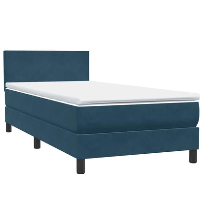 Letto a Molle con Materasso e LED Blu Scuro 80x210 cm Velluto