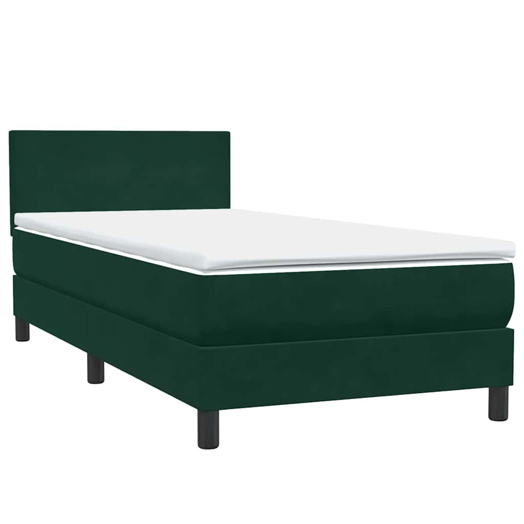 Letto a Molle con Materasso e LED Verde Scuro 90x210 cm Velluto