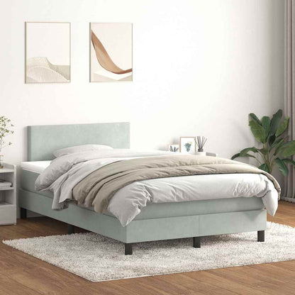 Letto a Molle con Materasso e LED Grigio Chiaro 120x210cm Velluto