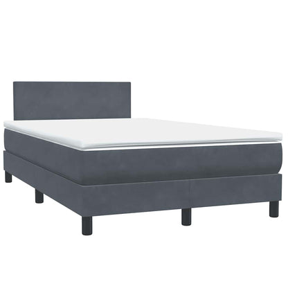 Letto a Molle con Materasso e LED Grigio Scuro 120x210 cm Velluto