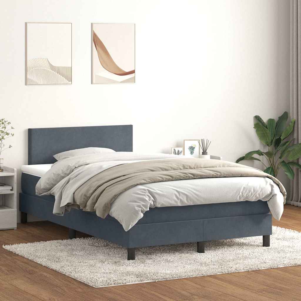 Letto a Molle con Materasso e LED Grigio Scuro 120x210 cm Velluto