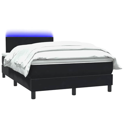 Letto a Molle con Materasso e LED Nero 120x210 cm in Velluto
