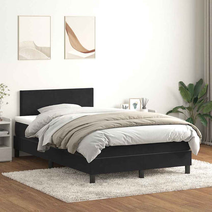 Letto a Molle con Materasso e LED Nero 120x210 cm in Velluto