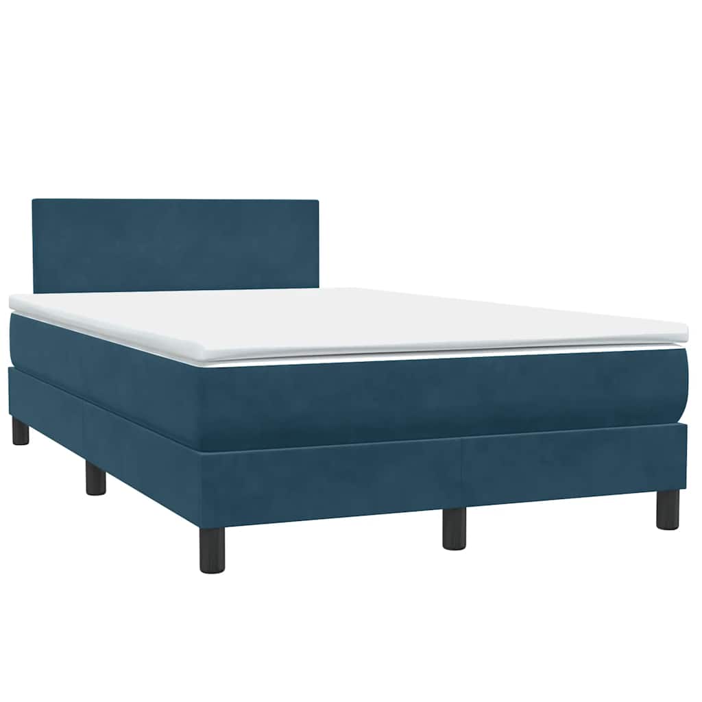 Letto a Molle con Materasso e LED Blu Scuro 120x210 cm in Velluto