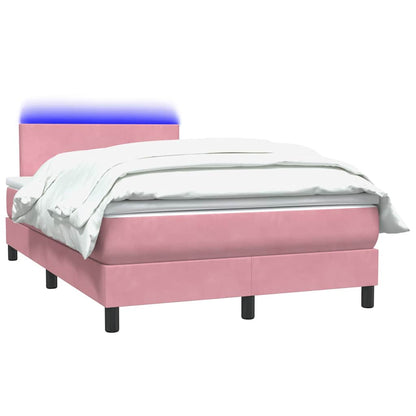 Letto a Molle con Materasso e LED Rosa 120x210 cm in Velluto