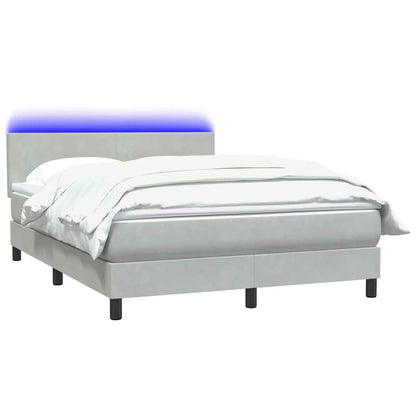 Letto a Molle con Materasso e LED Grigio Chiaro 140x210cm Velluto