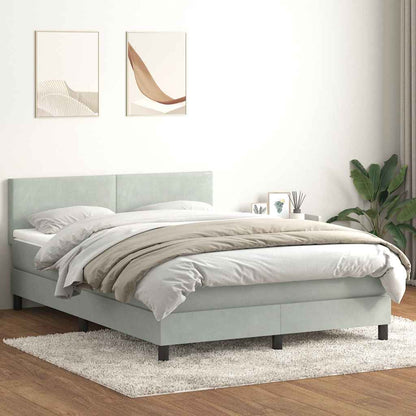 Letto a Molle con Materasso e LED Grigio Chiaro 160x210cm Velluto