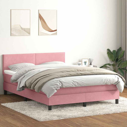 Letto a Molle con Materasso e LED Rosa 160x210 cm in Velluto