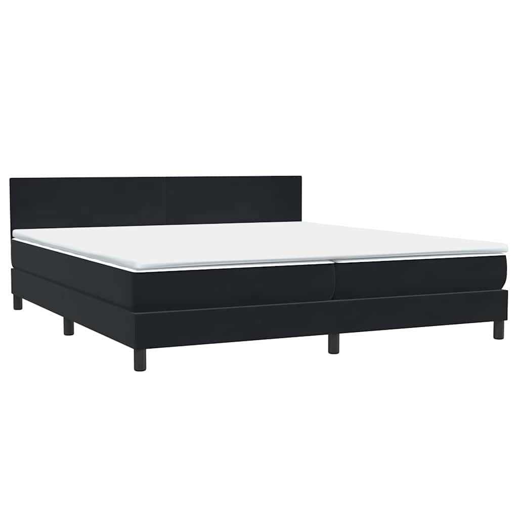 Letto a Molle con Materasso e LED Nero 180x210 cm in Velluto