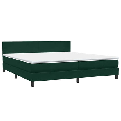Letto a Molle con Materasso e LED Verde Scuro 180x210 cm Velluto