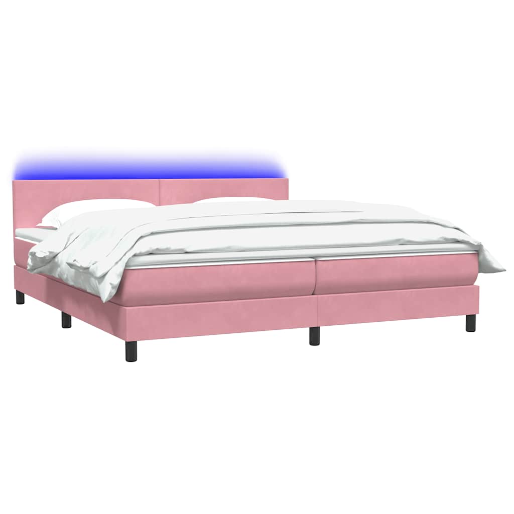 Letto a Molle con Materasso e LED Rosa 180x210 cm in Velluto