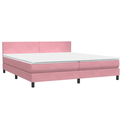 Letto a Molle con Materasso e LED Rosa 180x210 cm in Velluto