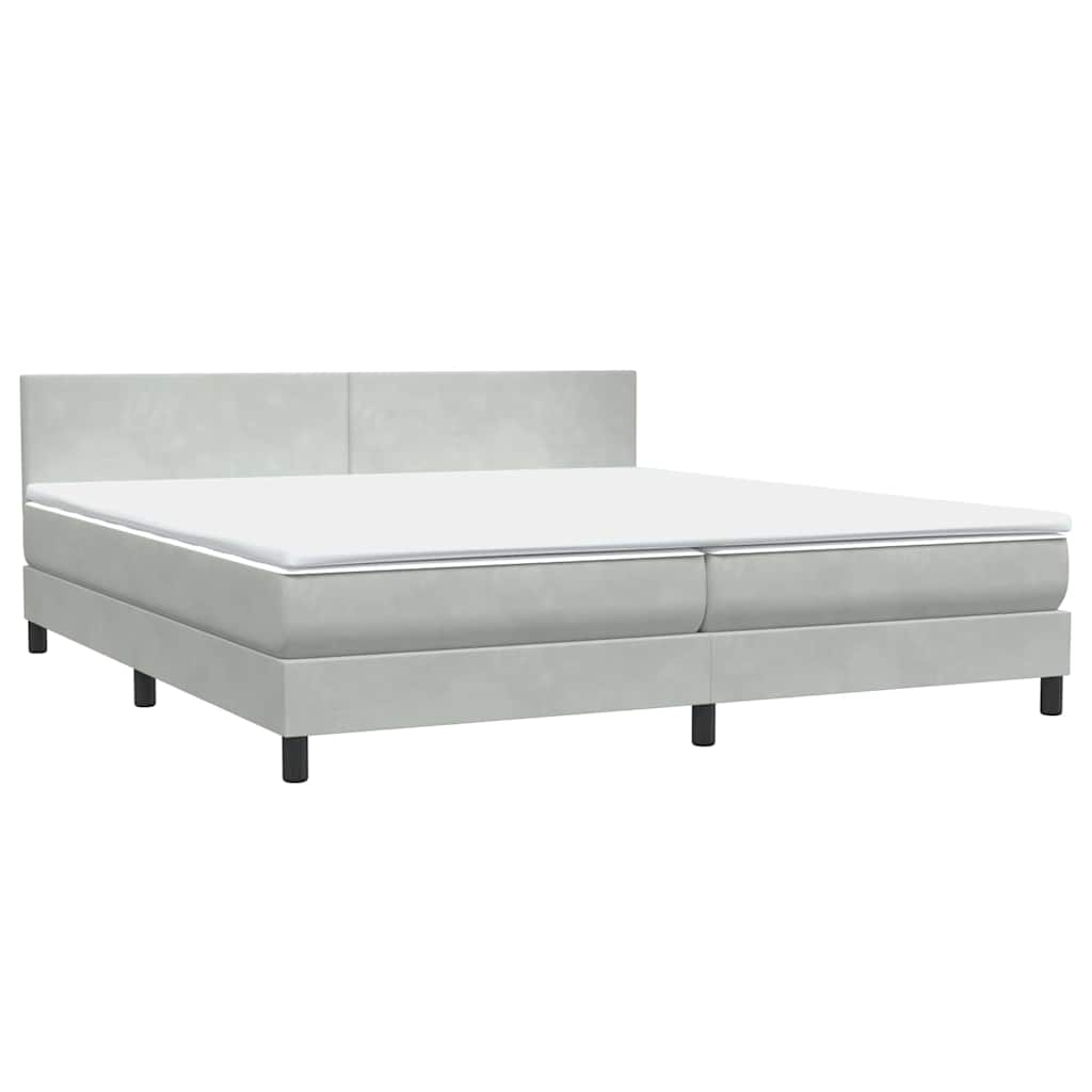 Letto a Molle con Materasso e LED Grigio Chiaro 200x210cm Velluto