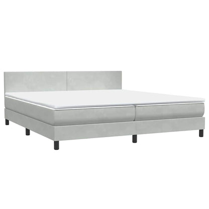 Letto a Molle con Materasso e LED Grigio Chiaro 200x210cm Velluto