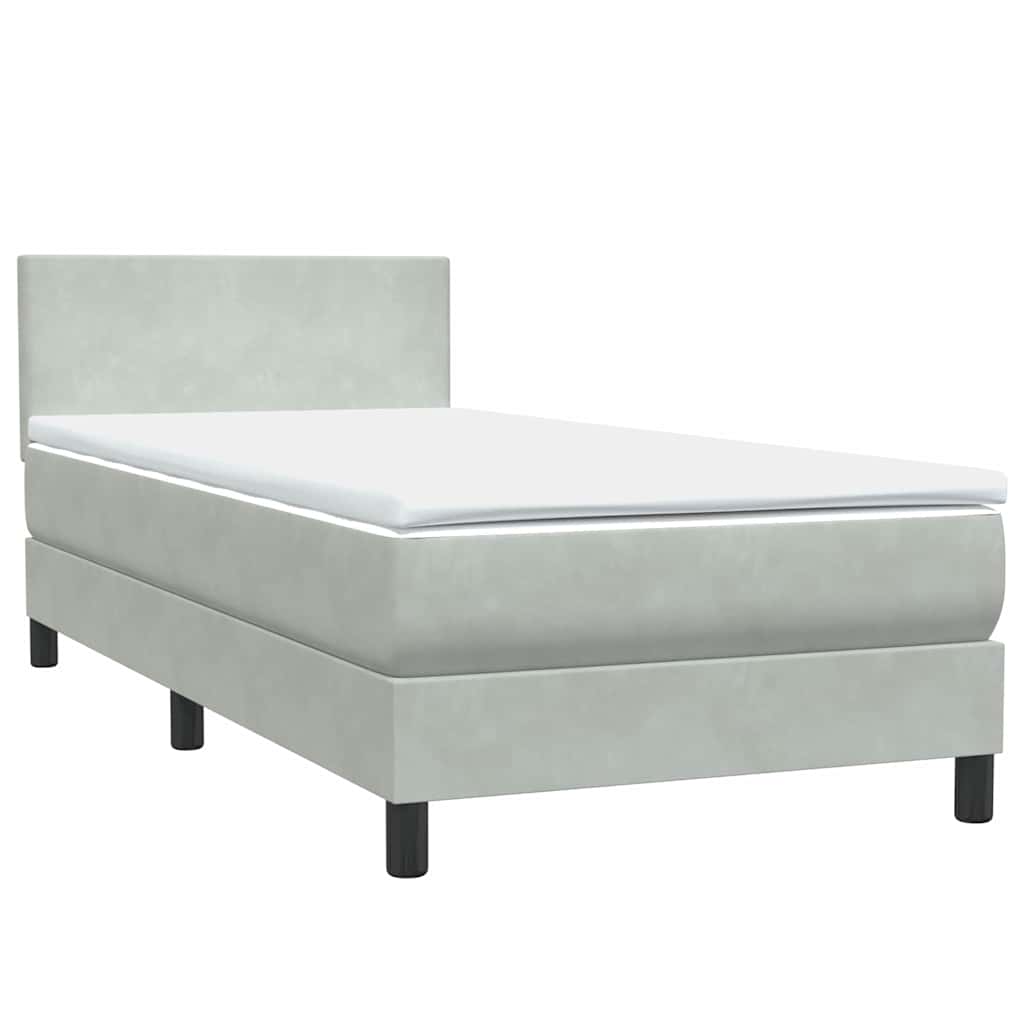 Letto a Molle con Materasso e LED Grigio Chiaro 80x220 cm Velluto