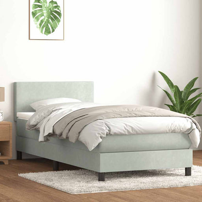 Letto a Molle con Materasso e LED Grigio Chiaro 80x220 cm Velluto